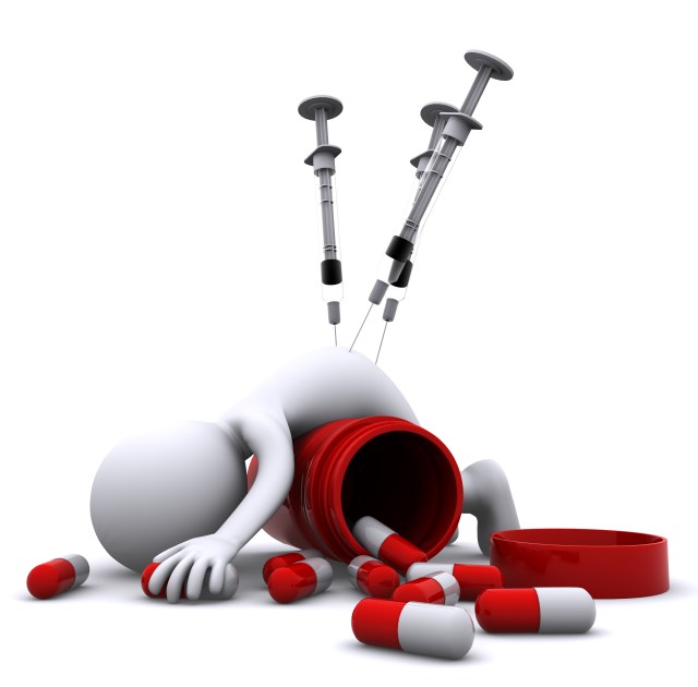 Drug overdose concept. Isolated