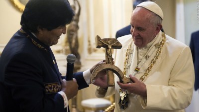 Pope and hammer/sickle